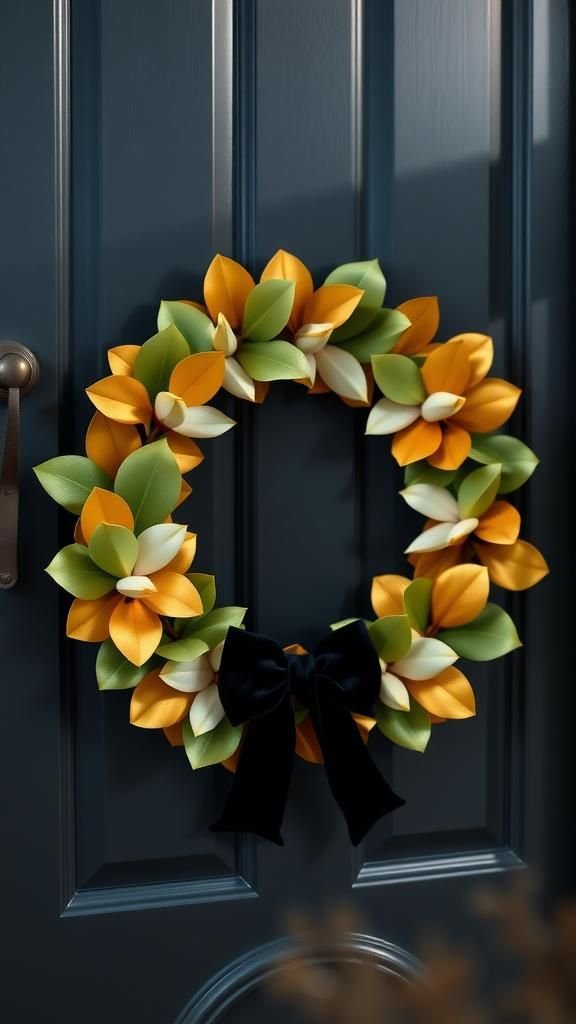 Gilded Magnolia Leaf Glam Valentine Wreath