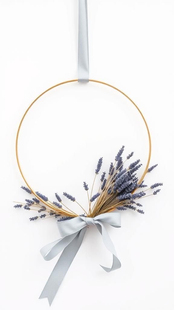 Minimalist Hoop With Lavender And Gray Ribbon