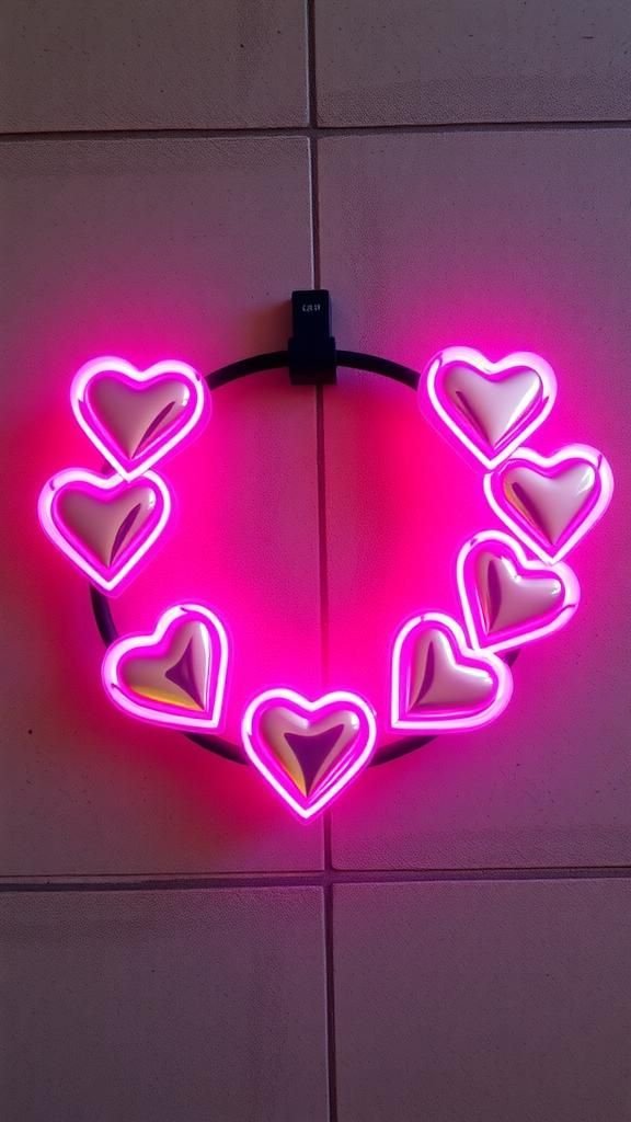 Neon Acrylic Heart Modern Pop Wreath