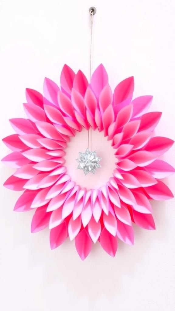 Ombre Pink Paper Cone Floral Wreath