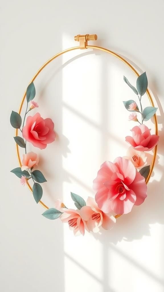 Watercolor Paper Floral Painterly Valentine Wreath