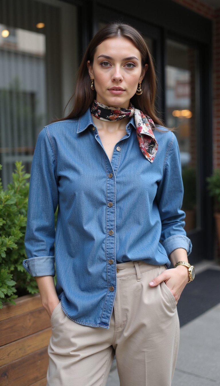 Denim Button-Up Recut Into Boxy Office Shirt