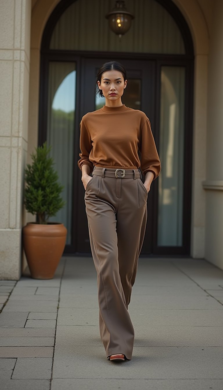 High-Rise Trousers With Recut Crease Lines