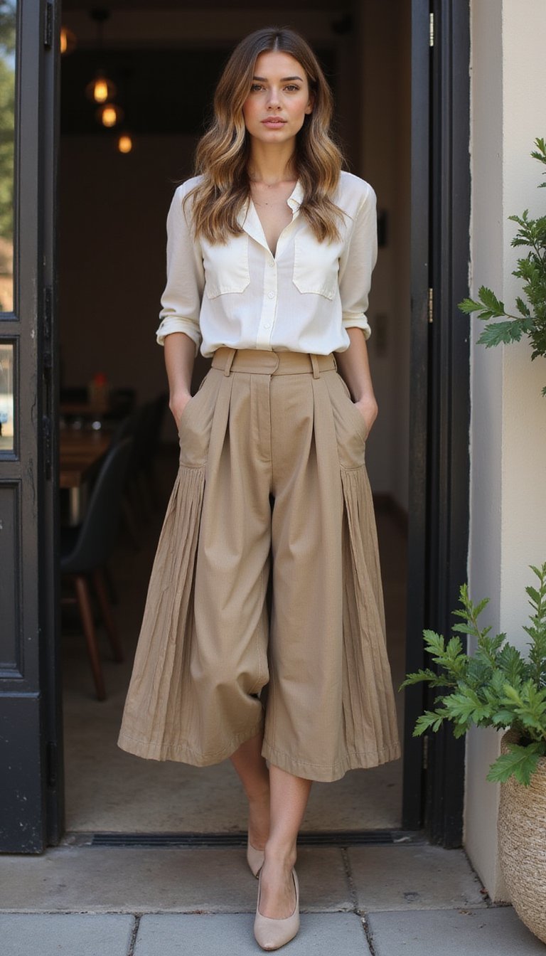 Pleated Front Trousers From Vintage Skirt Panels