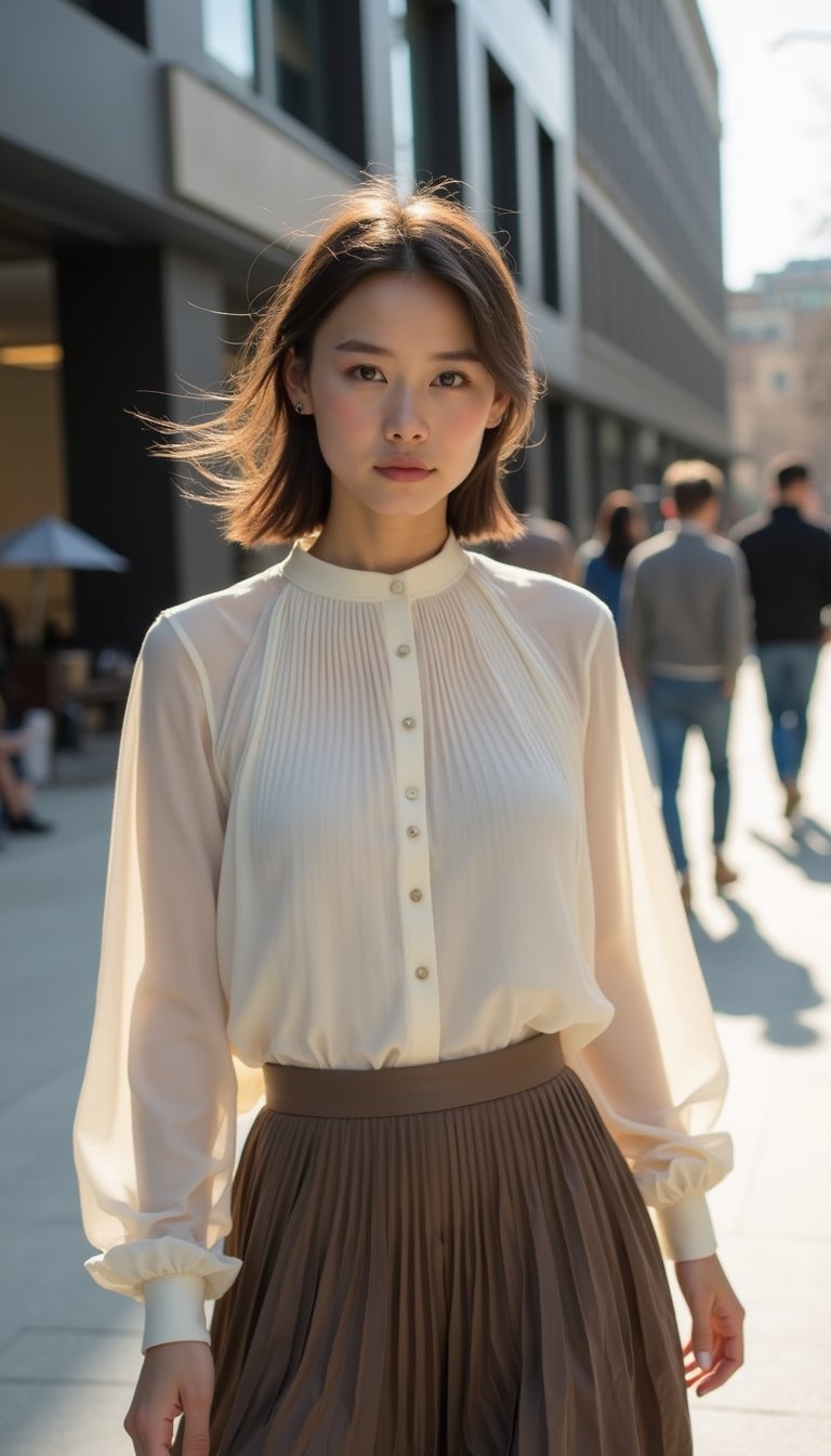 Pleated Yoke Shirt With Tailored Back Panels