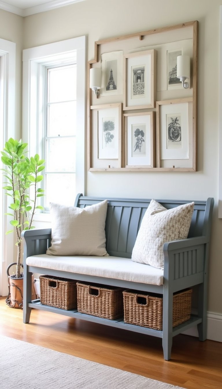 Entryway Bench Revamp With Upholstered Seat And Storage