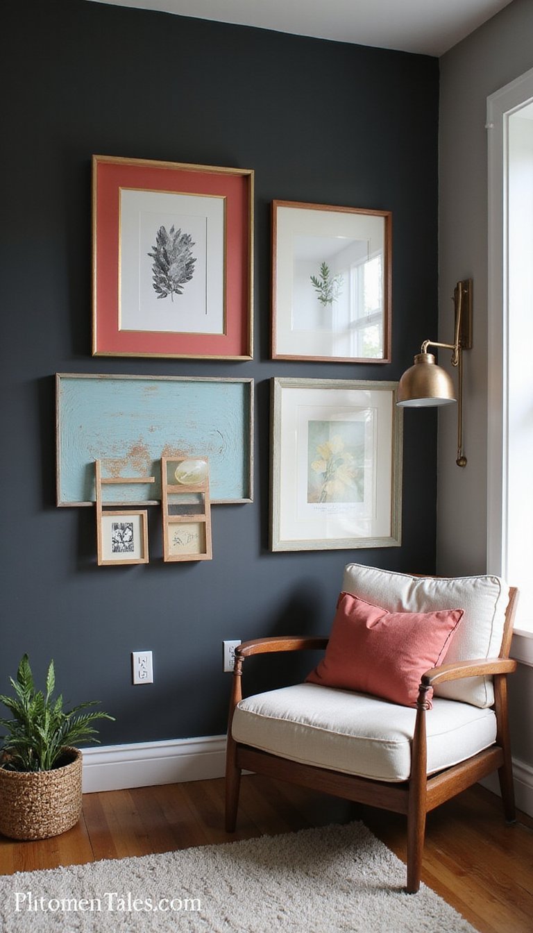 Gallery Wall From Thrifted Frames Painted Bold Colors