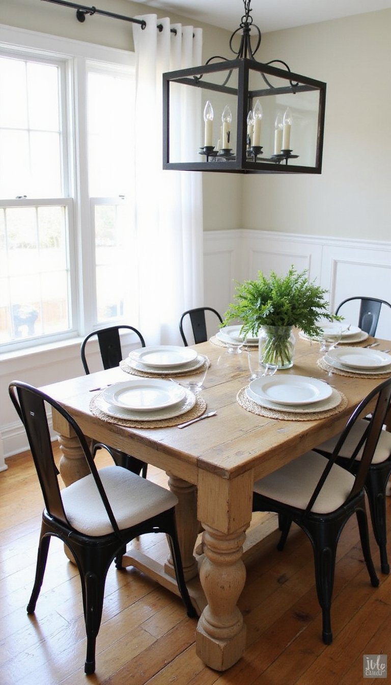 Refinished Farmhouse Table With Distressed Oak Finish