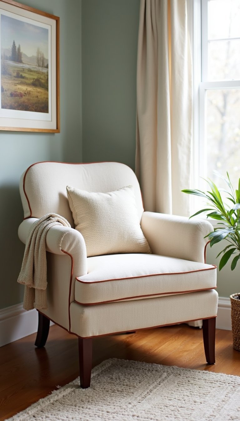 Reupholstered Vintage Armchair In Soft Boucle Fabric