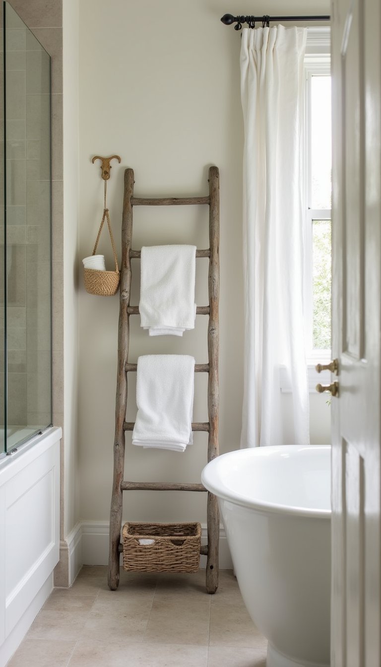 Thrifted Ladder Towel Rack With Chalky Paint Finish