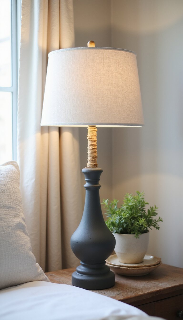 Thrifted Lamp Makeover With Rattan And Linen Shade