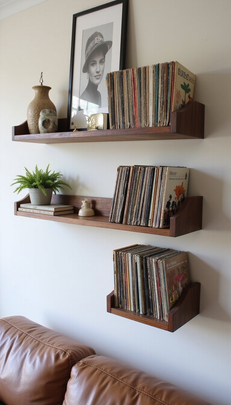 Upcycled Record Shelf Styled With Retro Finds