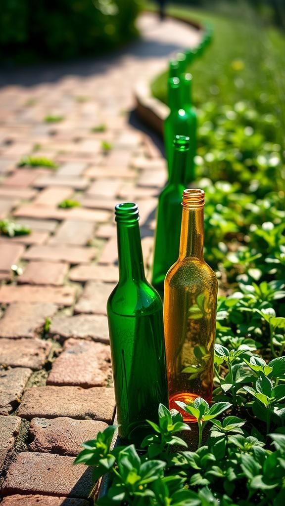 Garden Path Edging With Buried Bottles