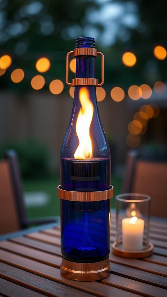 Patio Tiki Torch From Reclaimed Bottle