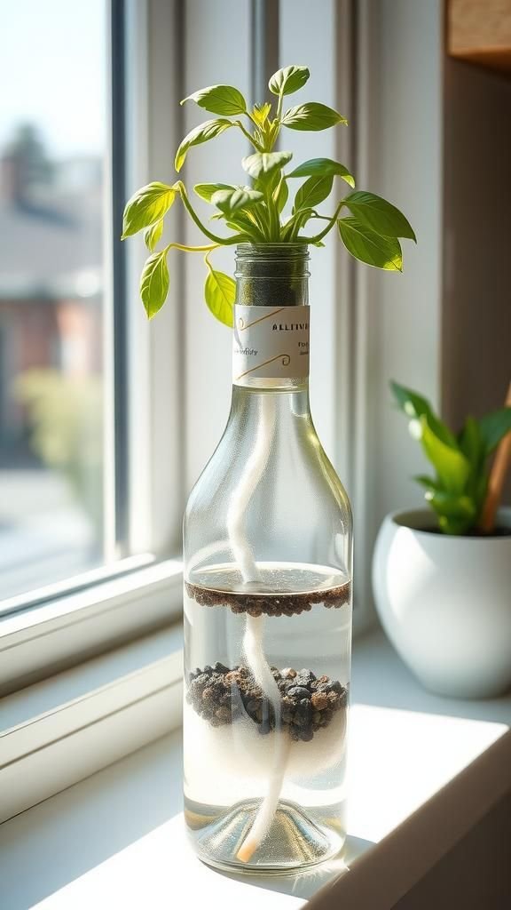 Self-Watering Herb Planter From Bottles