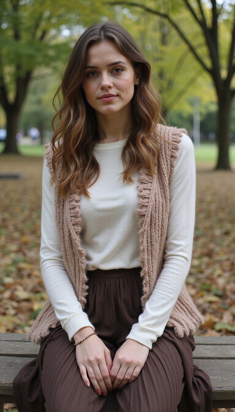 Sweater Vest Layered Over Long Sleeve Tee