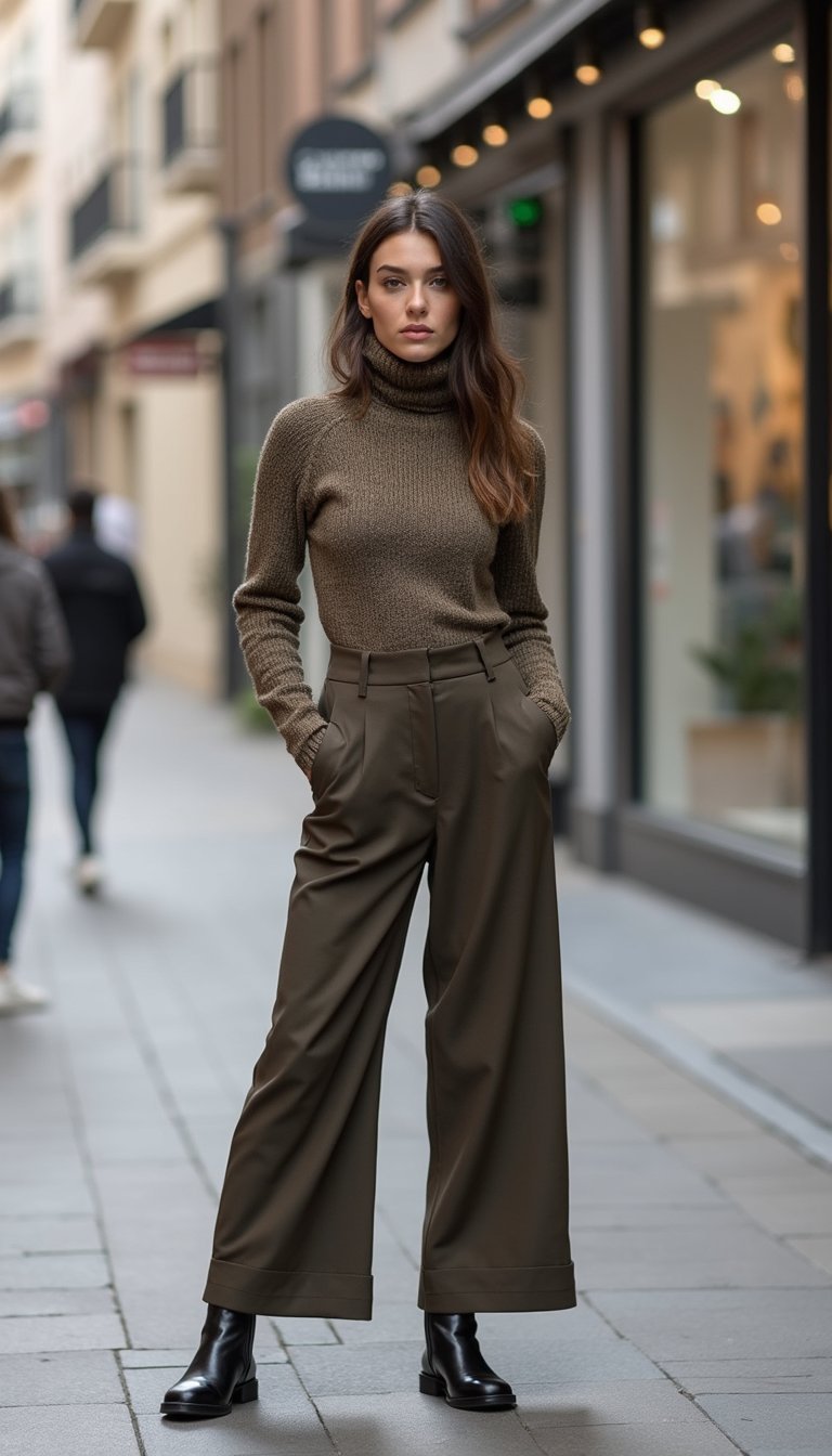Turtleneck Rework With Wide-Leg Trousers