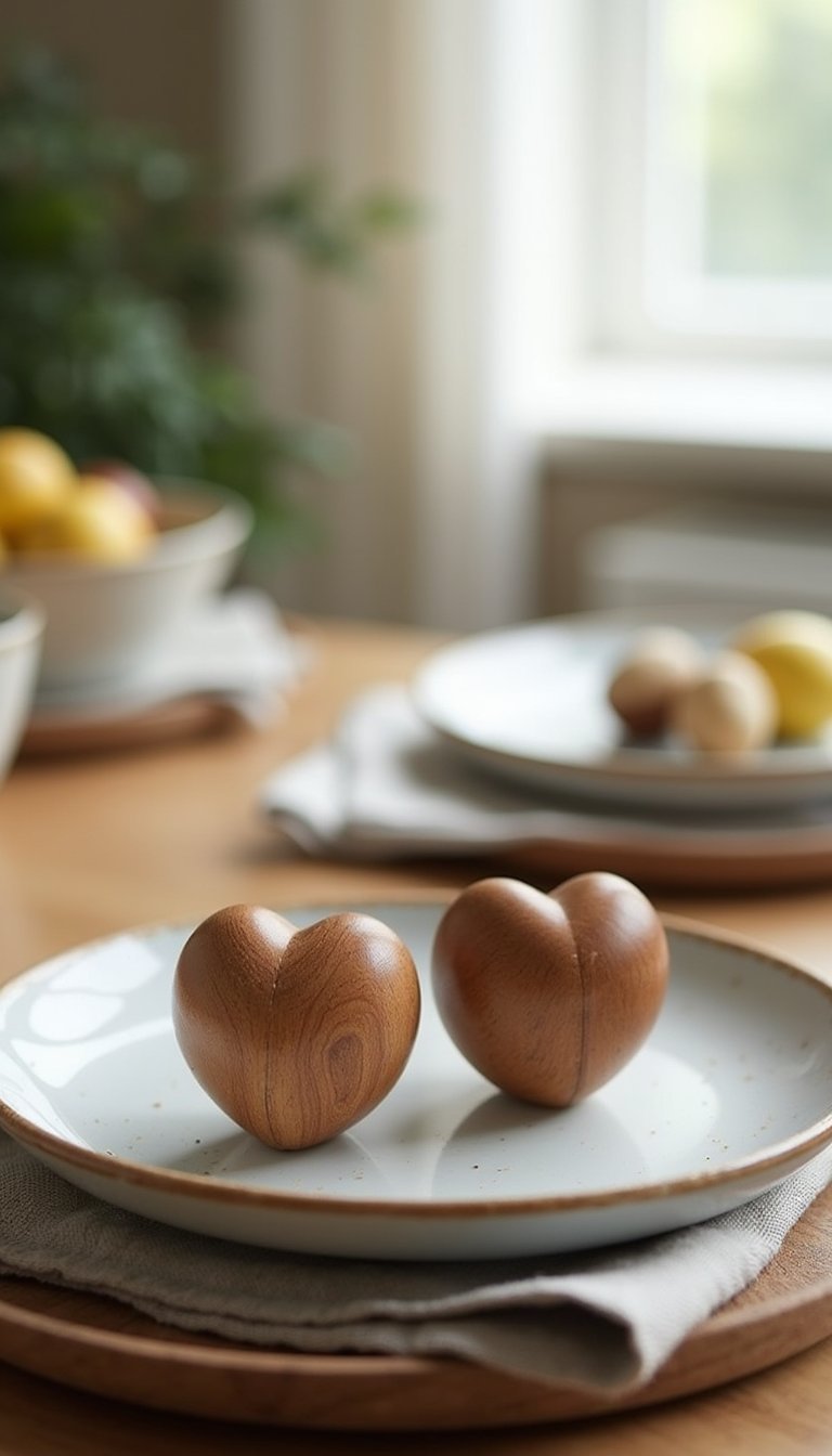Handcarved Wooden Heart Salt And Pepper