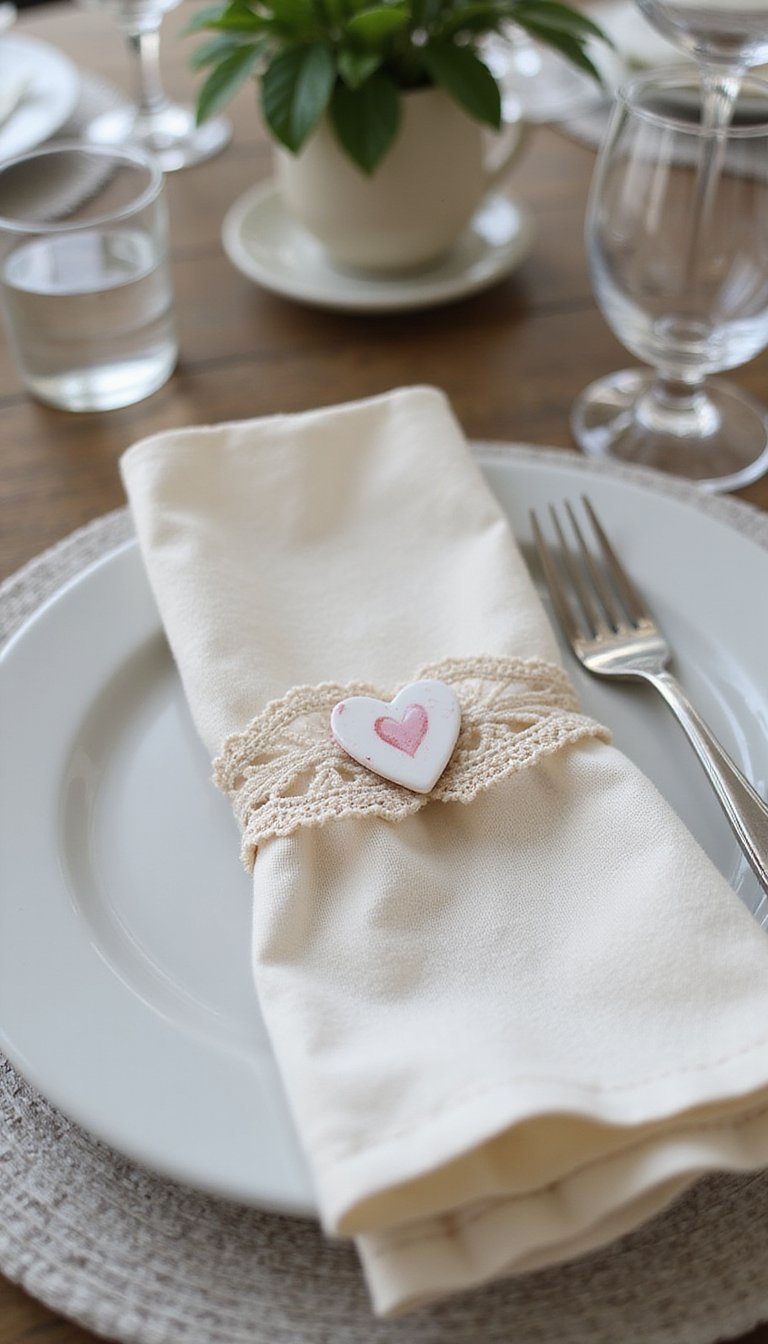 Lace Napkin Rings With Tiny Hearts