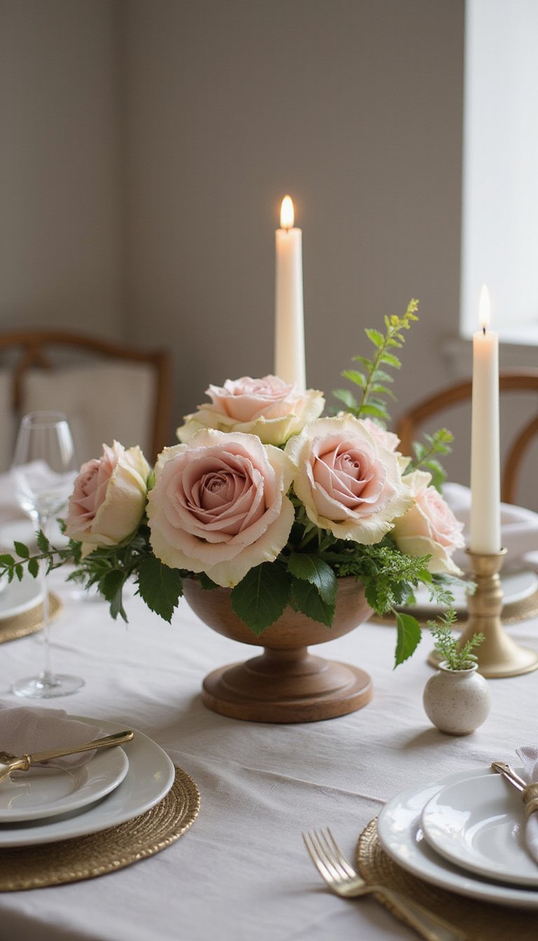 Layered Floral Heart Centerpiece On Pedestal