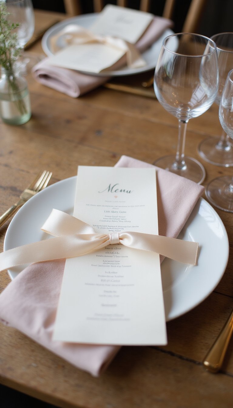 Personalized Menu Scrolls Tied With Ribbon