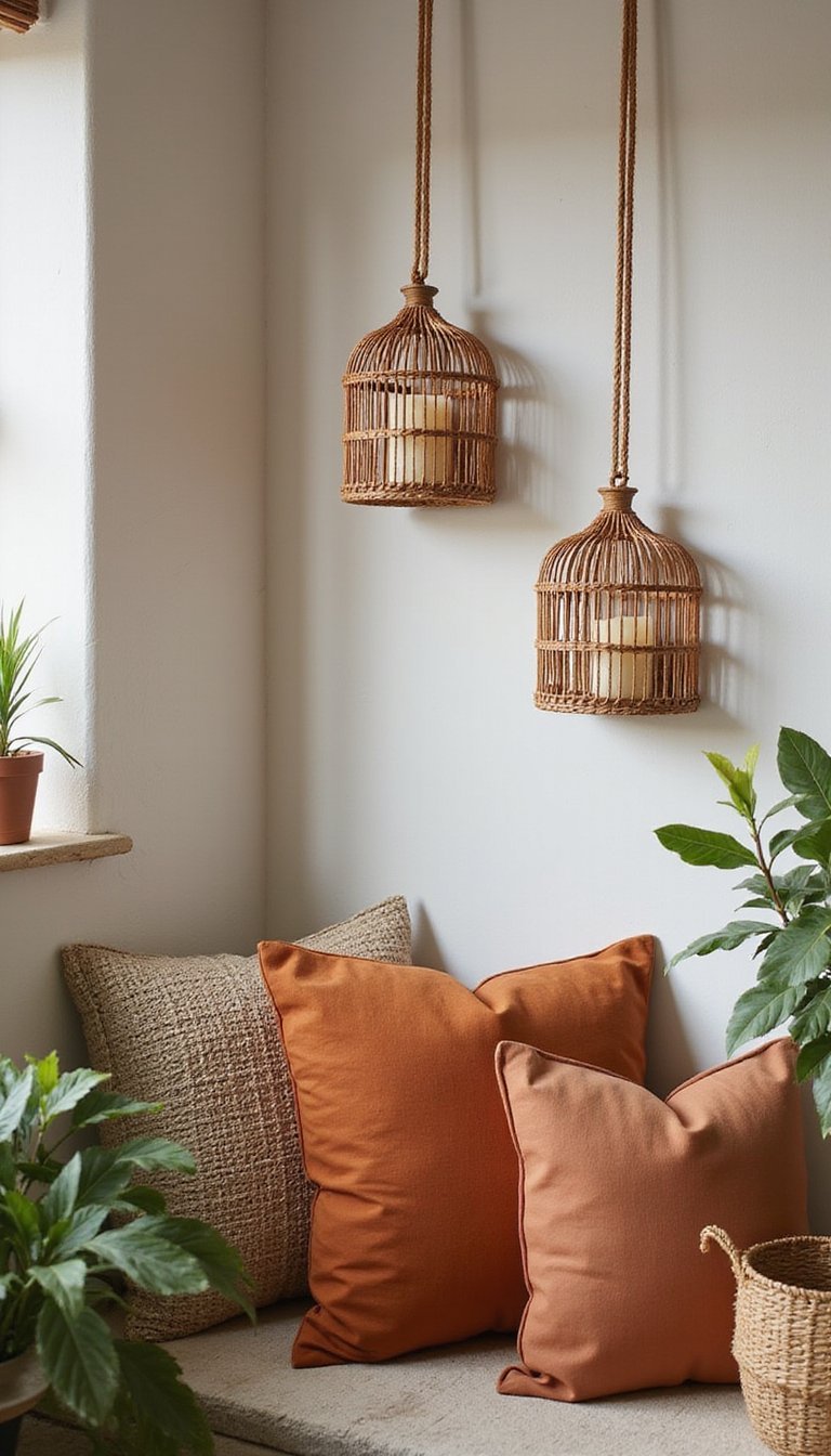 Portavelas De Mimbre Colgante Para Rincones Bohemios