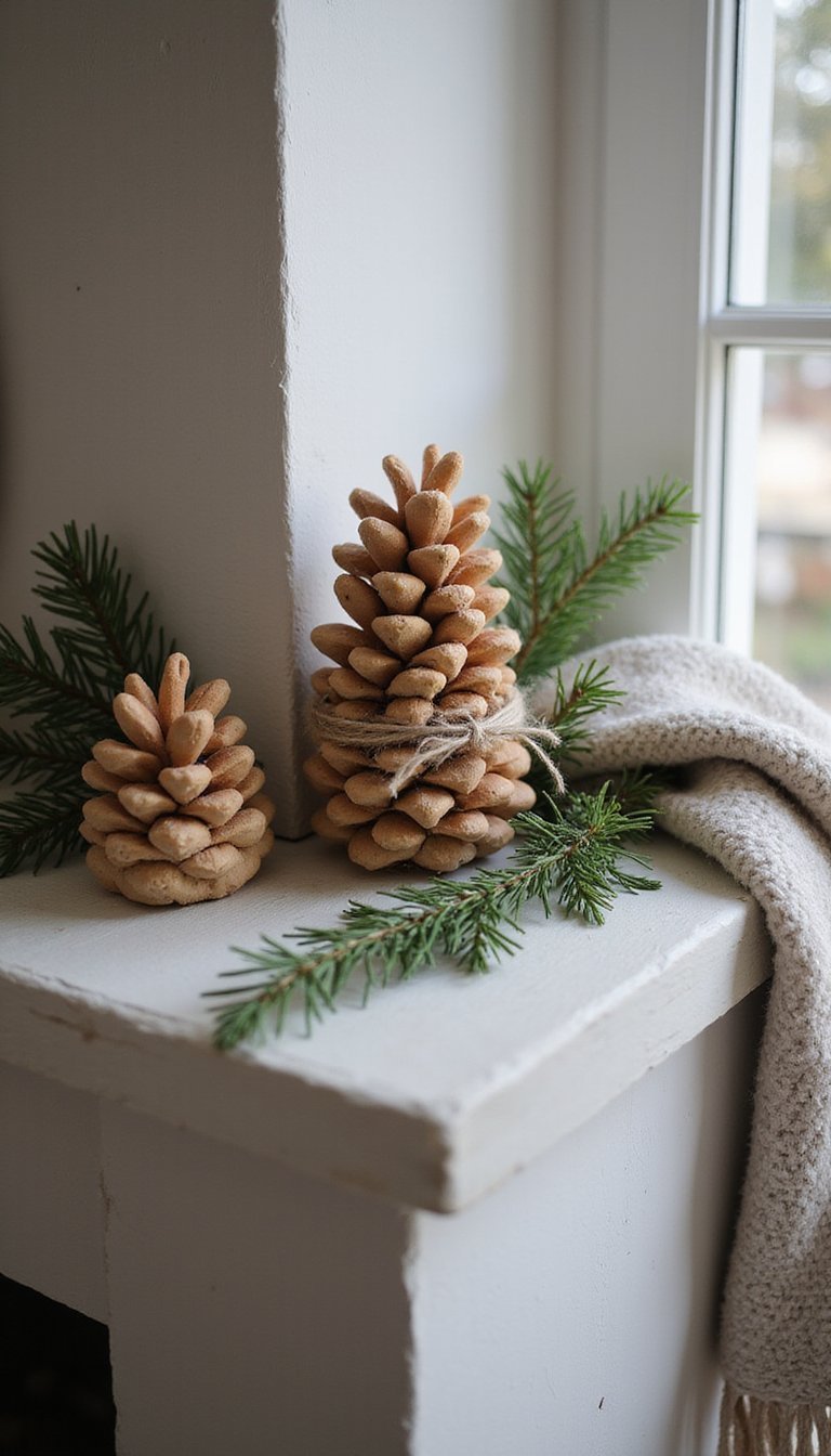 Salt Dough Pinecone Decorations With Twine