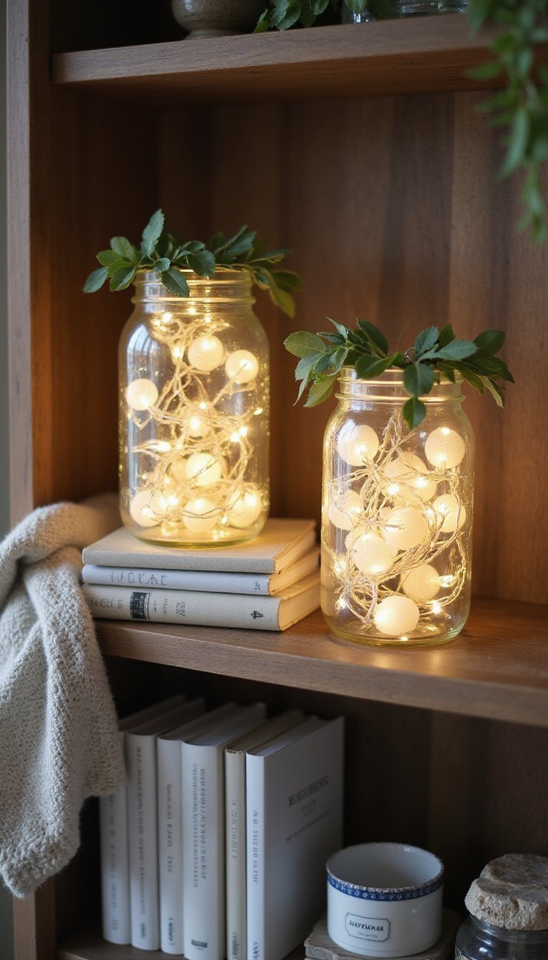 Upcycled Glass Jar Lanterns With Fairy Lights