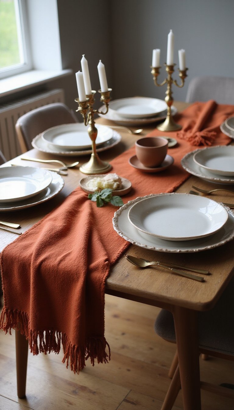 Warm Wool Table Runner With Tassel Edges