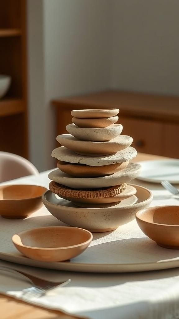 Layered centerpiece with tiny stackable forms