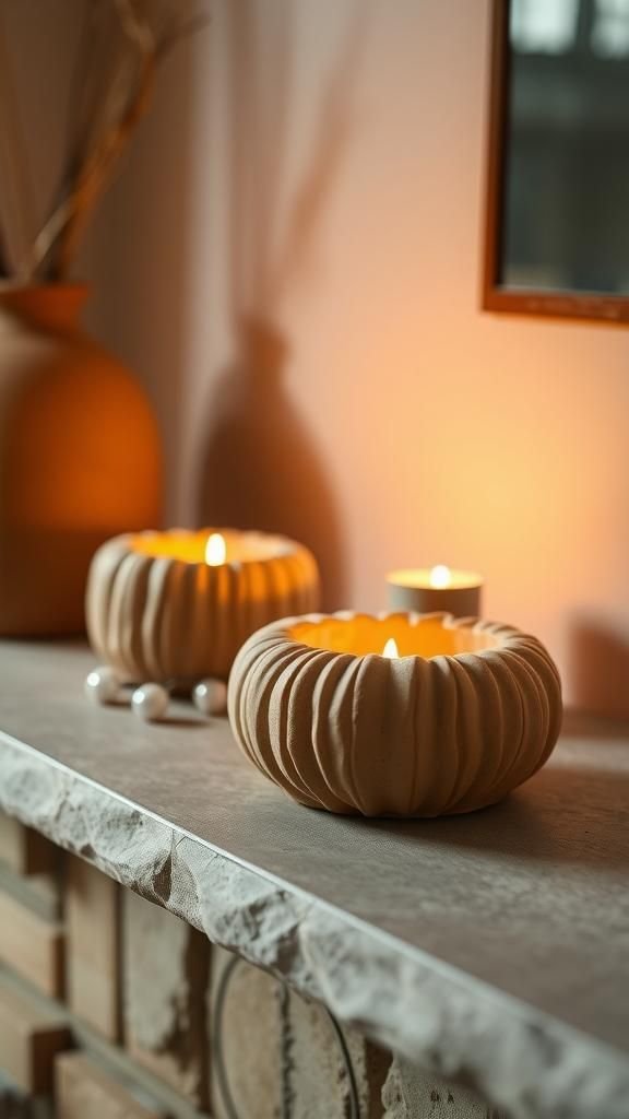 Minimalist candle holders with subtle ridges