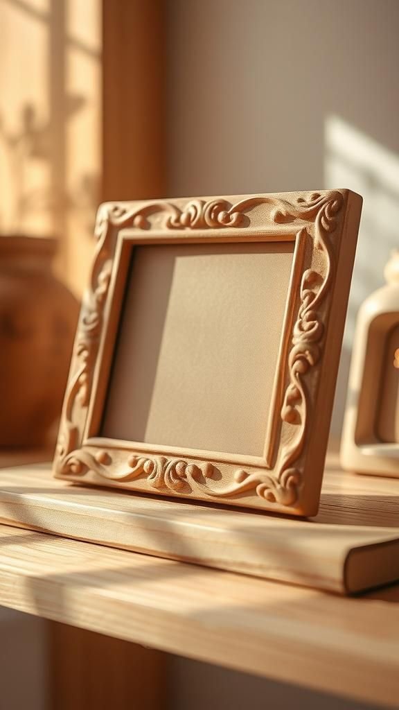 Sculpted photo frames with soft hand-carved borders