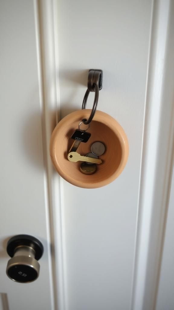 Wall-mounted key bowl that greets each return