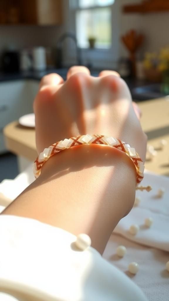 Soft chevron with seed beads and shimmer