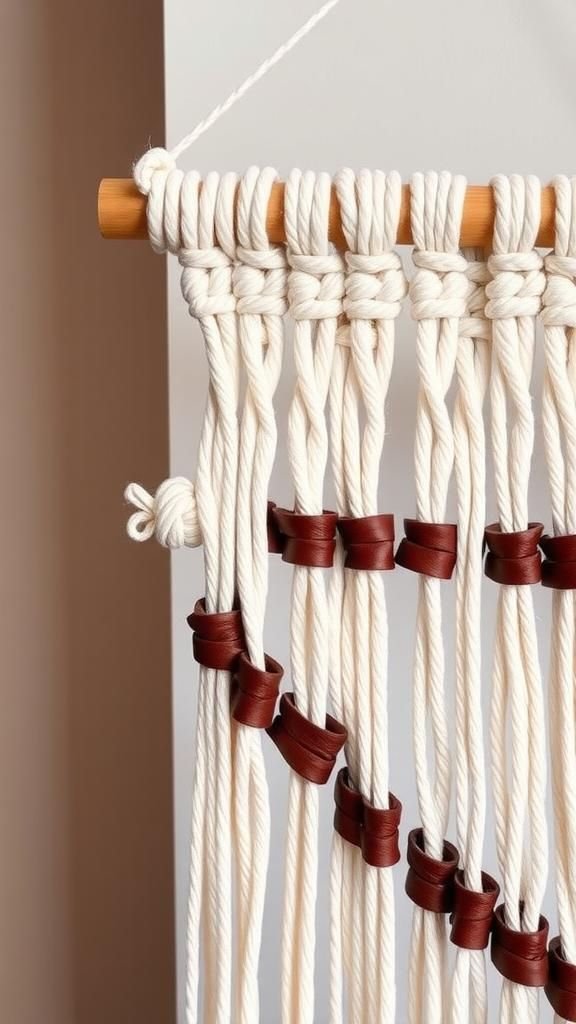 Leather cord accents for rustic contrast
