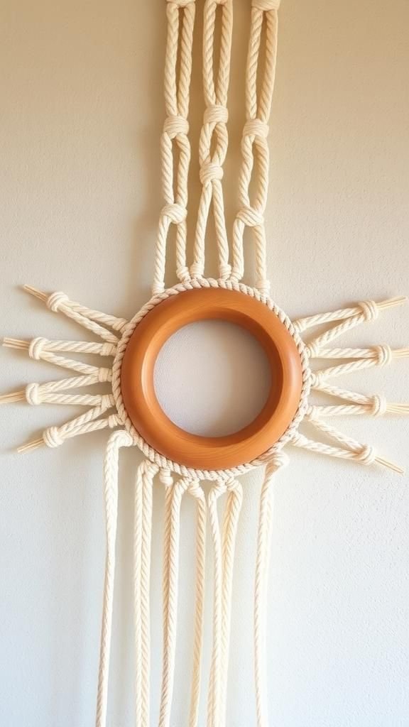 Macrame with wooden ring centerpiece focal