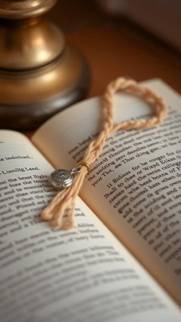 Soft yarn bookmark with tassel and charm
