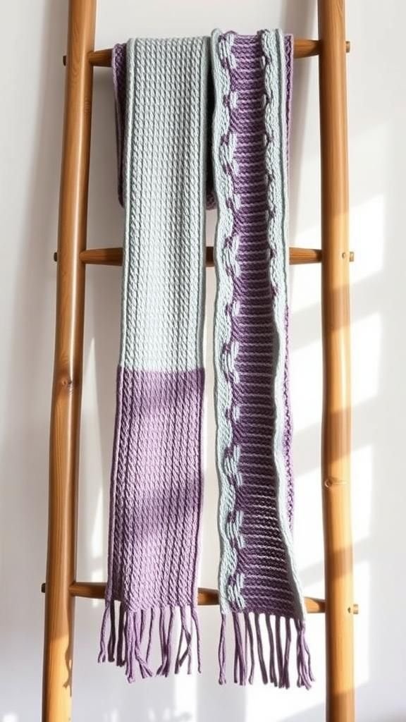 Textured scarf with alternating stitch panels