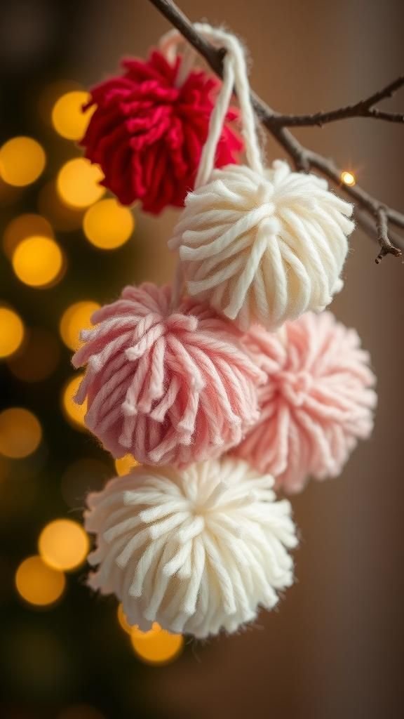 Tiny pompom ornaments that catch the light