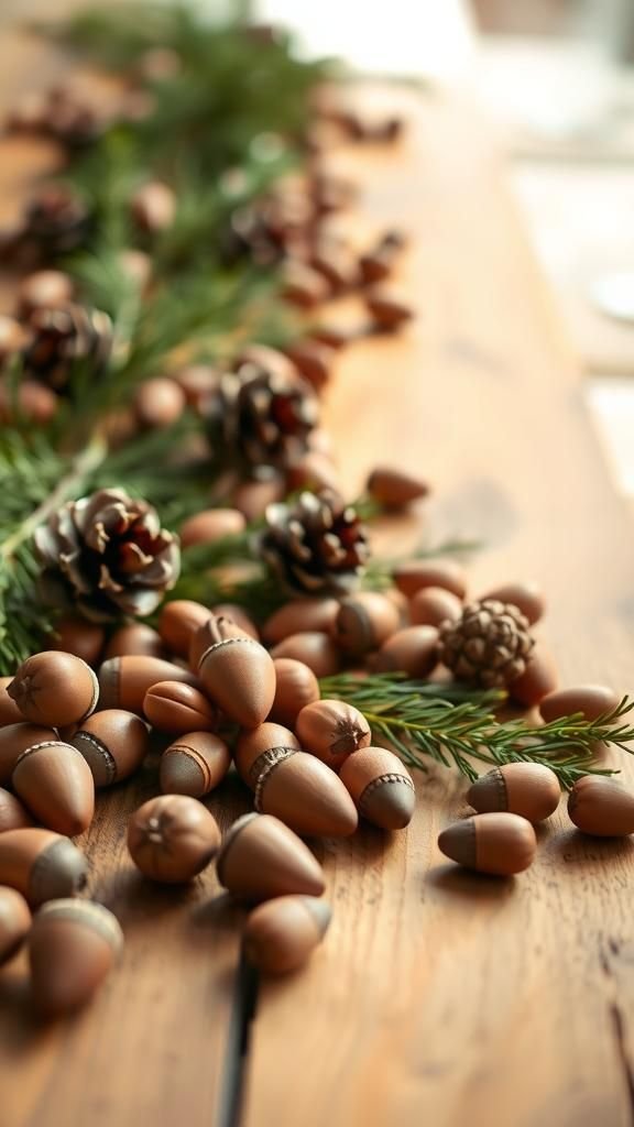 Acorn and pinecone scatter for natural charm