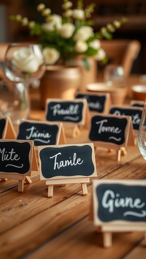 Chalkboard place tags for handwritten warmth
