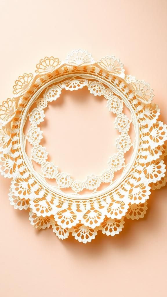 Doily Lace Heart Wreath with Soft Pastel Hues