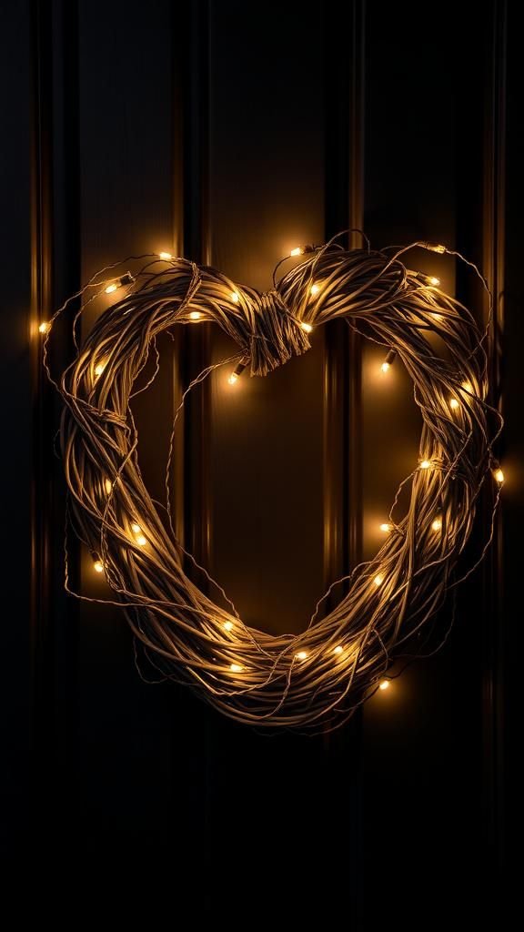 Grapevine Heart Wreath with Twinkling Light Accents