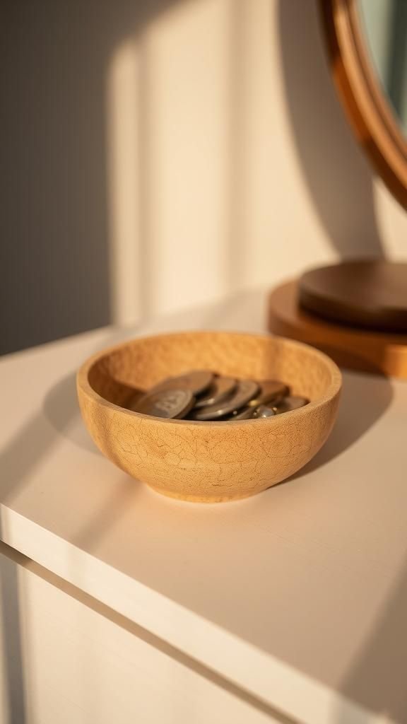 A shallow cork bowl that holds little things