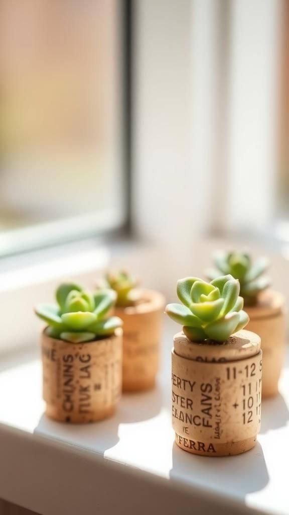 Tiny succulent planters carved from cork