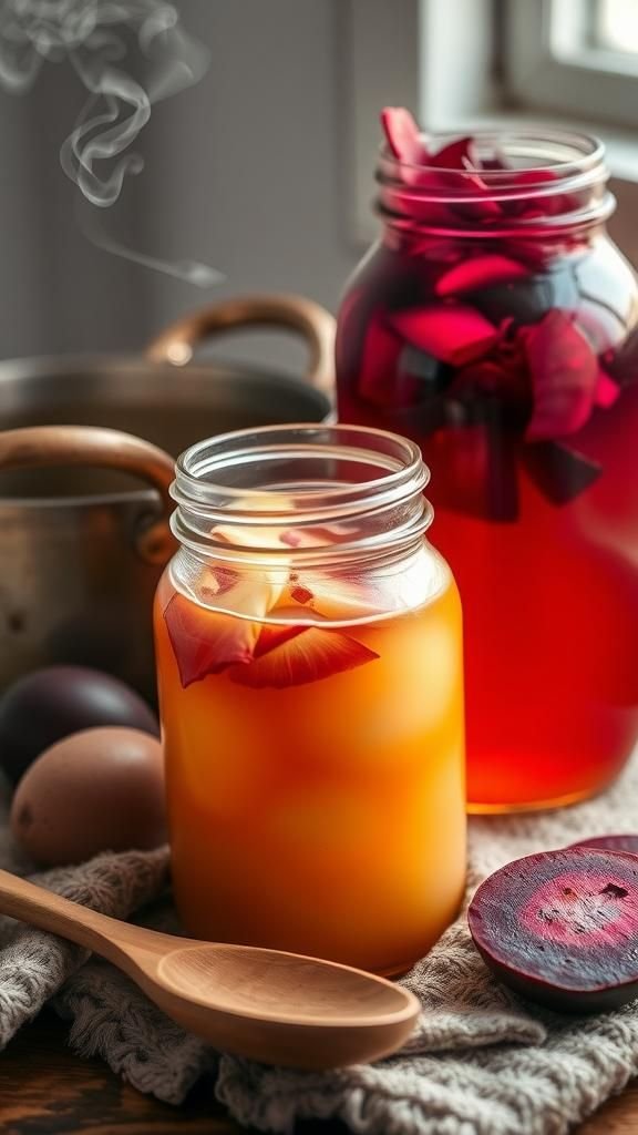 Natural dyeing using onion skins and beet juice