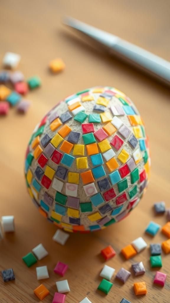 Tiny mosaic tiles for geometric collage eggs