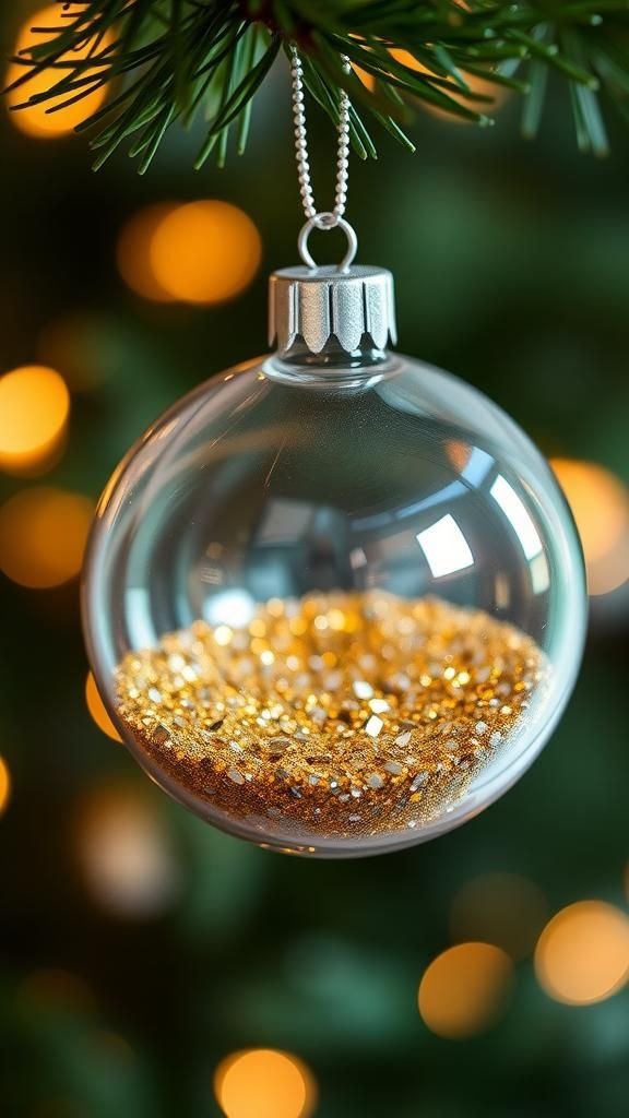 Glass ball filled with glitter and tiny surprises