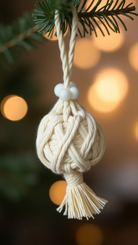 Mini macramé hanger with tassel and texture