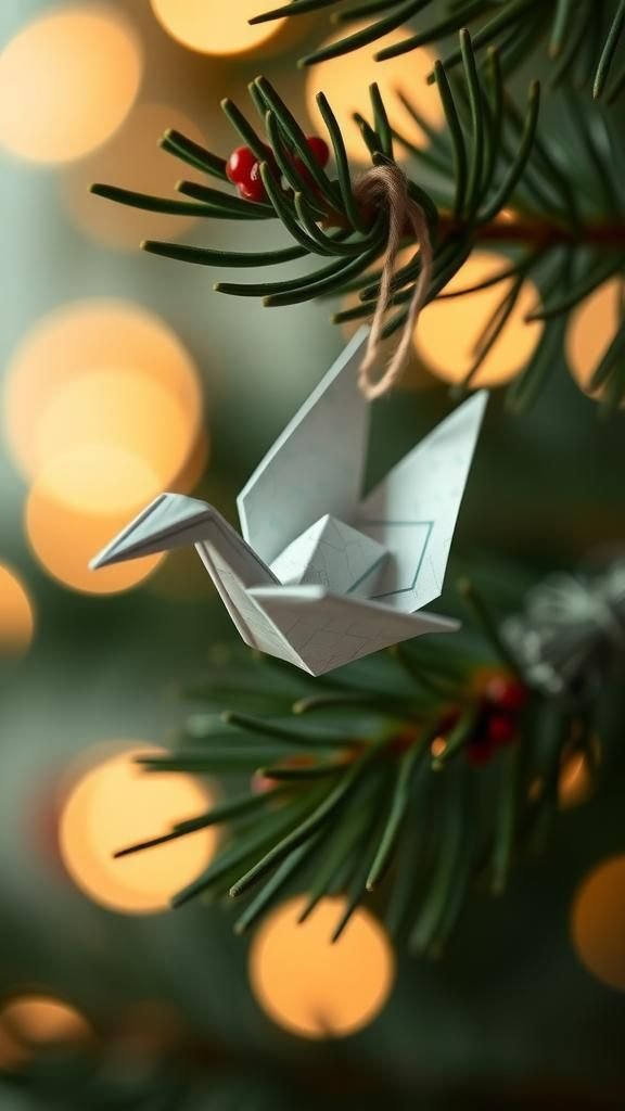 Miniature origami crane as a hopeful accent